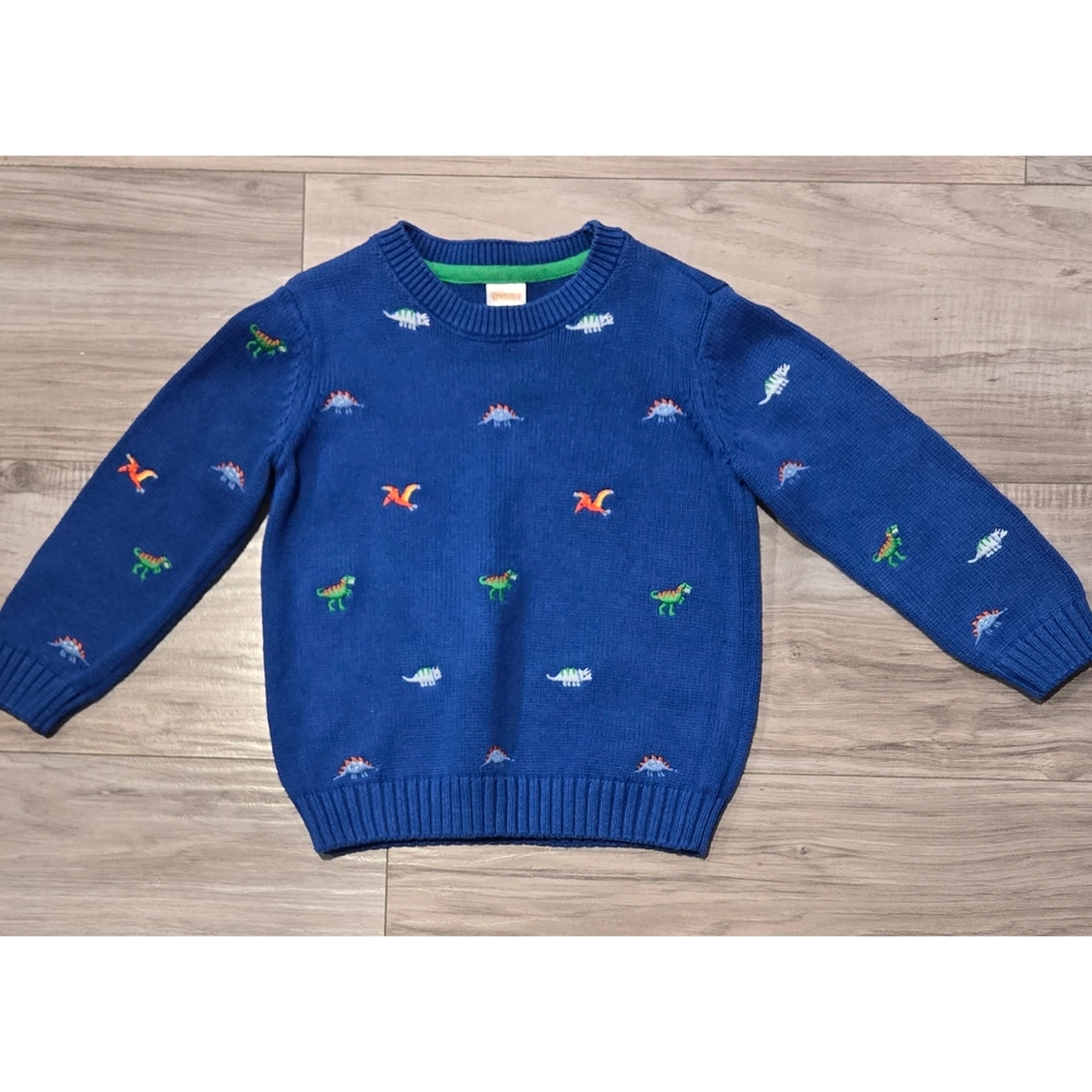 Gymboree Blue Sweater with Dinosaur Patterns